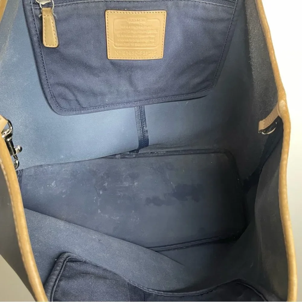 Coach Metro Horse & Carriage Navy Blue Xlarge Tote‎ Bag Satchel Travel Purse